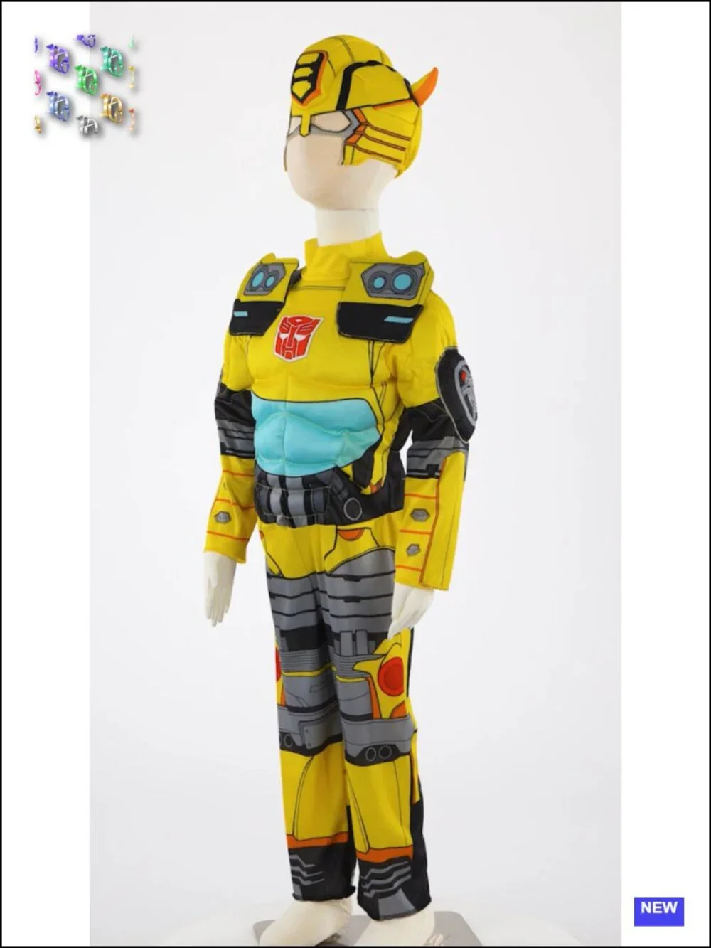 Toddler Boys Transformers Bumblebee Muscle Padded Costume Jumpsuit Medium 3T-4T